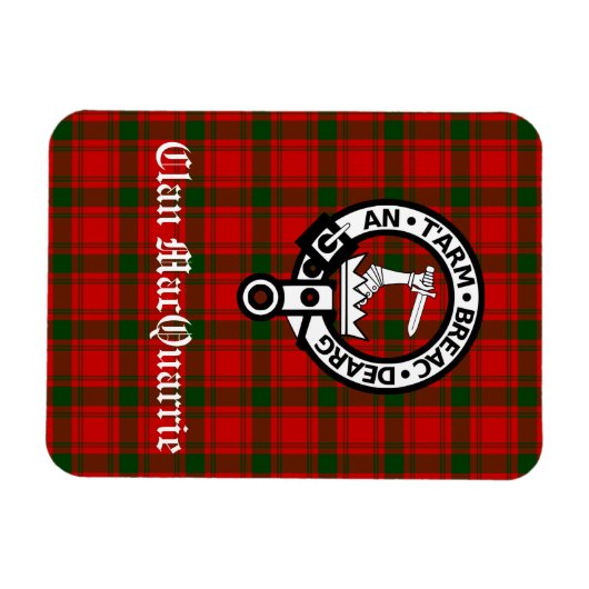 Clan MacQuarrie Tartan en Crest Magneet (Horizontaal)