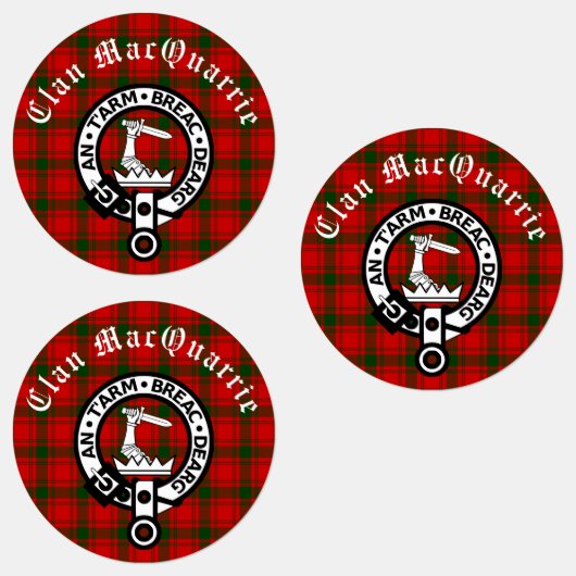 Clan MacQuarrie Tartan en Crest Round Labels (Groep)