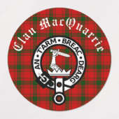 Clan MacQuarrie Tartan en Crest Round Labels (Design 2)