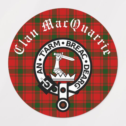 Clan MacQuarrie Tartan en Crest Round Labels (Design 1)
