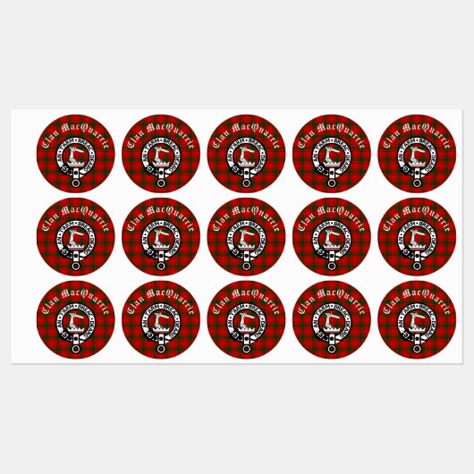 Clan MacQuarrie Tartan en Crest Round Labels (Vel)