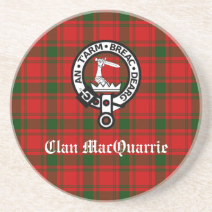 Clan MacQuarrie Tartan en Crest Zandsteen Onderzetter