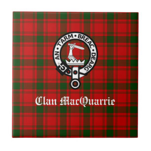 Clan MacQuarrier Tartan en Crest Tegeltje