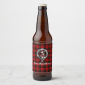 Clan MacQueen Crest Badge & Tartan Bottle Label Bier Etiket (Voorkant)
