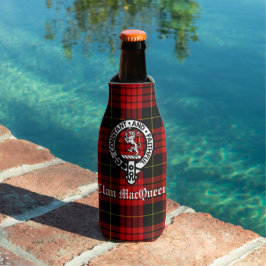 Clan MacQueen Crest Badge & Tartan Flesjeskoeler
