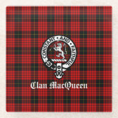 Clan MacQueen Crest Badge & Tartan Glazen Onderzetter (Voorkant)