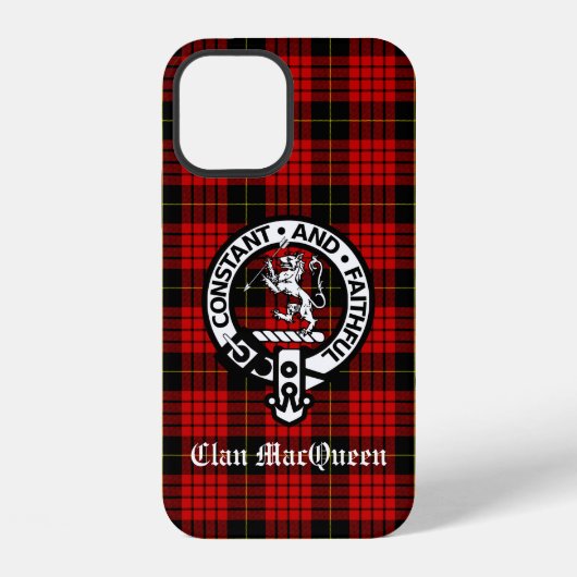 Clan MacQueen Crest Badge & Tartan iPhone Hoesje (Achterkant)