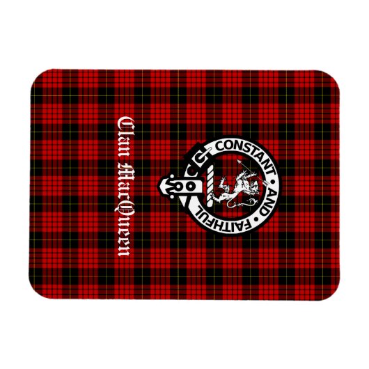 Clan MacQueen Crest Badge & Tartan Magneet (Horizontaal)