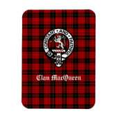 Clan MacQueen Crest Badge & Tartan Magneet (Verticaal)