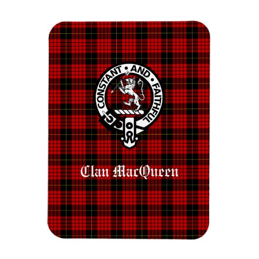 Clan MacQueen Crest Badge & Tartan Magneet (Verticaal)