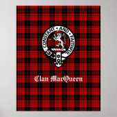 Clan MacQueen Crest Badge & Tartan Poster (Voorkant)