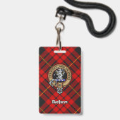 Clan MacQueen Crest boven Tartan Badge (Voorzijde met lanyard)