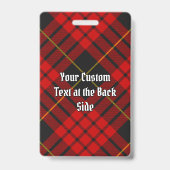 Clan MacQueen Crest boven Tartan Badge (Achterkant)