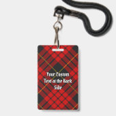 Clan MacQueen Crest boven Tartan Badge (Achterkant met lanyard)