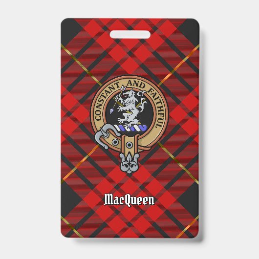 Clan MacQueen Crest boven Tartan Badge (Voorzijde)