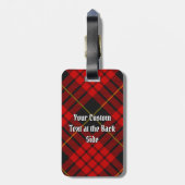 Clan MacQueen Crest boven Tartan Bagagelabel (Achterkant verticaal)