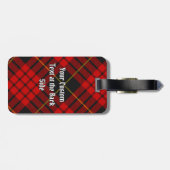 Clan MacQueen Crest boven Tartan Bagagelabel (Achterkant horizontaal)