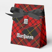 Clan MacQueen Crest boven Tartan Bedankdoosjes (Voorkant Zijde)
