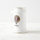 Clan MacQueen Crest boven Tartan Bierpul (Voorkant links)