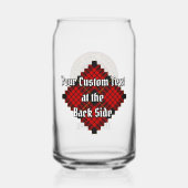Clan MacQueen Crest boven Tartan Blikvorm Glas (Achterkant)