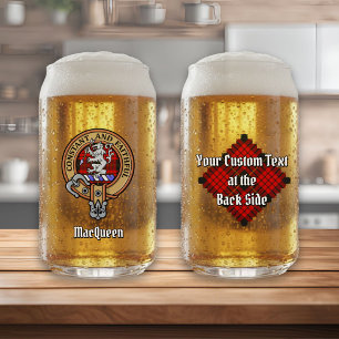 Clan MacQueen Crest boven Tartan Blikvorm Glas