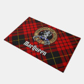 Clan MacQueen Crest boven Tartan Deurmat (Schuin)