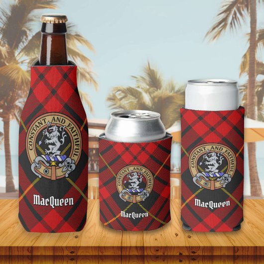 Clan MacQueen Crest boven Tartan Flesjeskoeler