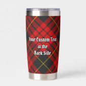Clan MacQueen Crest boven Tartan Geïsoleerde Drinkbeker (Achterkant)