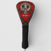Clan MacQueen Crest boven Tartan Golfheadcover (Voorkant)