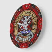 Clan MacQueen Crest boven Tartan Grote Klok (Hoek)