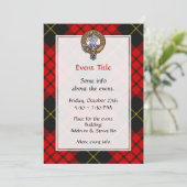 Clan MacQueen Crest boven Tartan Kaart (Staand voorkant)