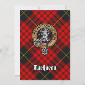 Clan MacQueen Crest boven Tartan Kaart (Achterkant)