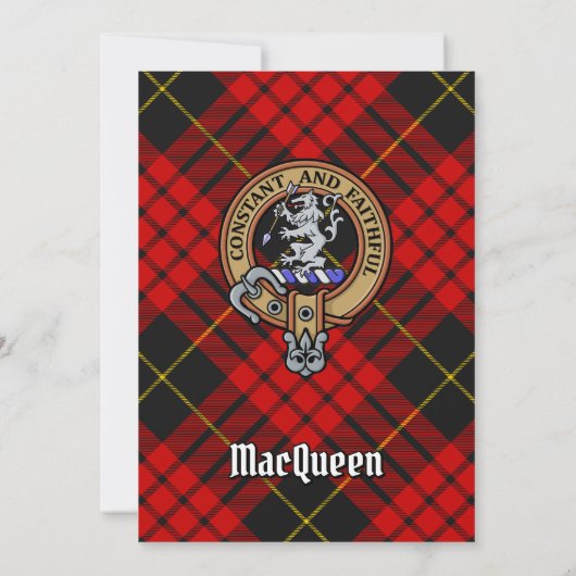 Clan MacQueen Crest boven Tartan Kaart (Achterkant)