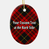Clan MacQueen Crest boven Tartan Keramisch Ornament (Achterkant)