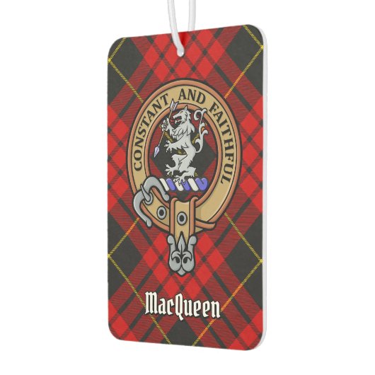 Clan MacQueen Crest boven Tartan Luchtverfrisser (Links)