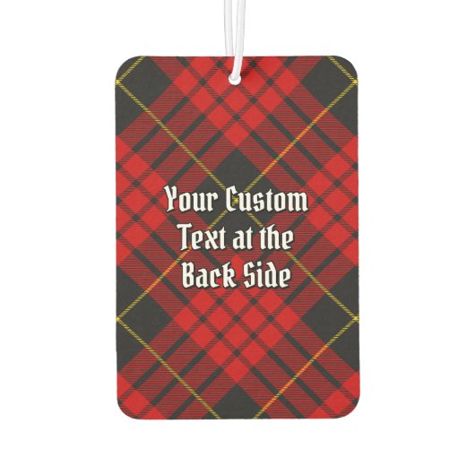 Clan MacQueen Crest boven Tartan Luchtverfrisser (Achterkant)