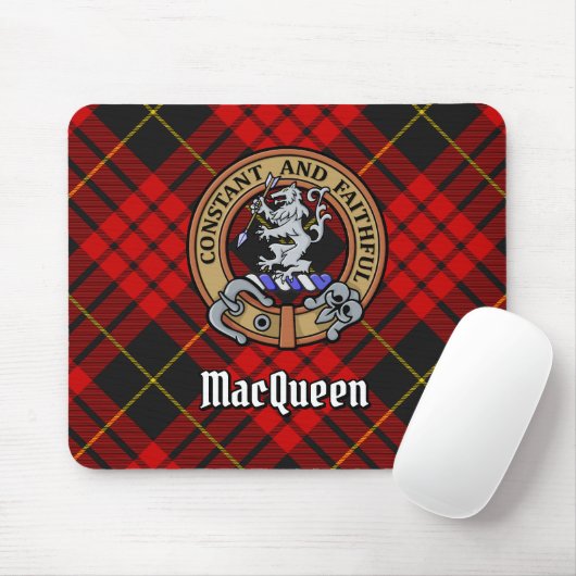 Clan MacQueen Crest boven Tartan Muismat (Met muis)