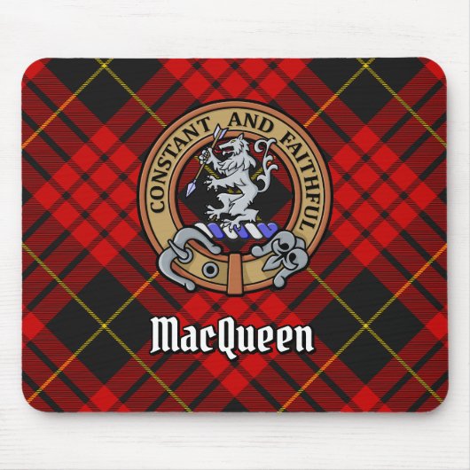 Clan MacQueen Crest boven Tartan Muismat (Voorkant)