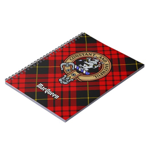 Clan MacQueen Crest boven Tartan Notitieboek (Linkerzijde)