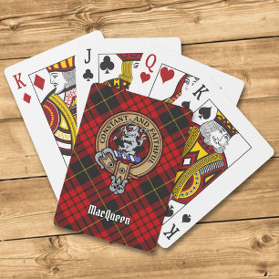 Clan MacQueen Crest boven Tartan Pokerkaarten