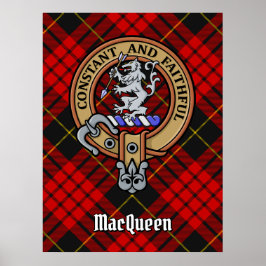 Clan MacQueen Crest boven Tartan Poster