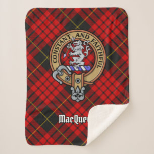Clan MacQueen Crest boven Tartan Sherpa Deken