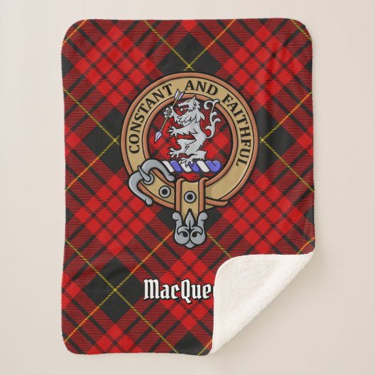 Clan MacQueen Crest boven Tartan Sherpa Deken (Voorkant)