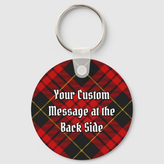 Clan MacQueen Crest boven Tartan Sleutelhanger (Achterkant)