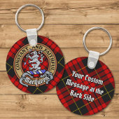 Clan MacQueen Crest boven Tartan Sleutelhanger
