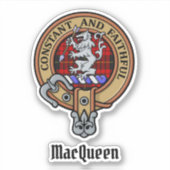 Clan MacQueen Crest boven Tartan Sticker (Voorkant)