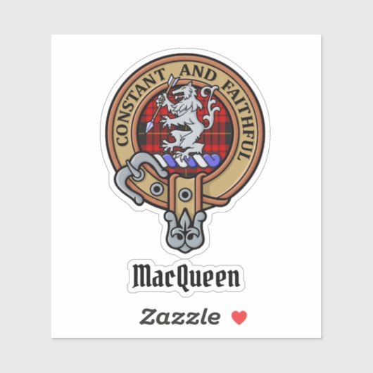 Clan MacQueen Crest boven Tartan Sticker (Vel)