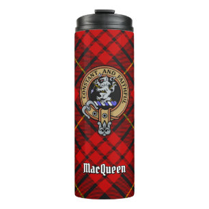 Clan MacQueen Crest boven Tartan Thermosbeker