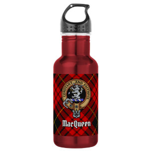 Clan MacQueen Crest over tartan Waterfles