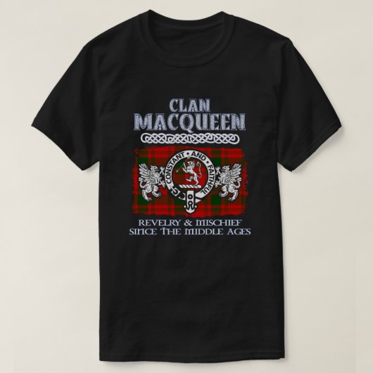 Clan Macqueen crest Schotse clans Schotse surnam T-shirt (Design voorkant)